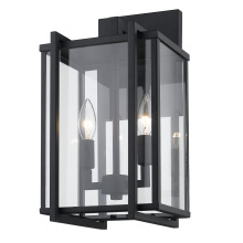 Golden 6071-OWM NB-CLR - Golden Lighting Tribeca 2-light Outdoor Wall in Natural Black